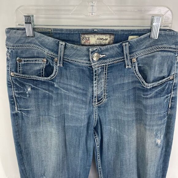 BKE Denim Harper Women's Skinny Jeans Ripped Mid Rise Stretch Denim Size 31 long - Picture 12 of 12